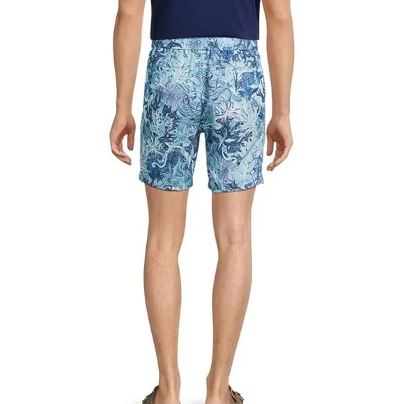 Caribbean Mens ShortRetro Coral Print 7 Inseam Size Large